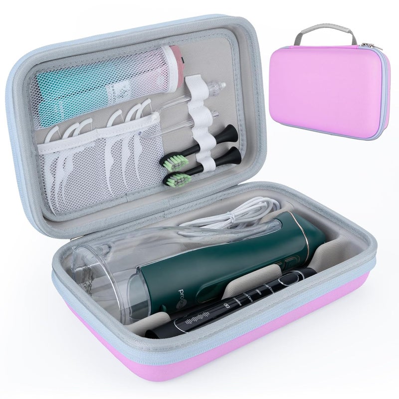 SMYV Water Flosser Travel Case, Portable Dental Oral Irrigator Travel Organizer, Hard Eva Storage Bag for Flosser, Electric Toothbrush, Toothpaset and Irrigator Accessories (Case Only) - Pink - Image 2